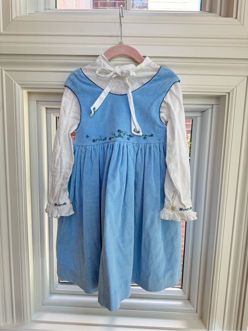 Light Blue Girls' Dress with White Blouse